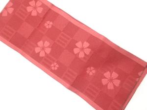 市松に撫子模様織り出し　浴衣帯